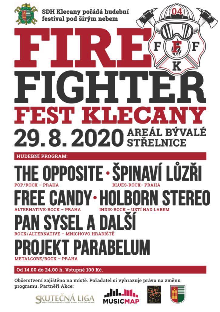 Fire Fighter Fest Klecany, 29.8.2020, areál bývalé střelnice - poster, plakát